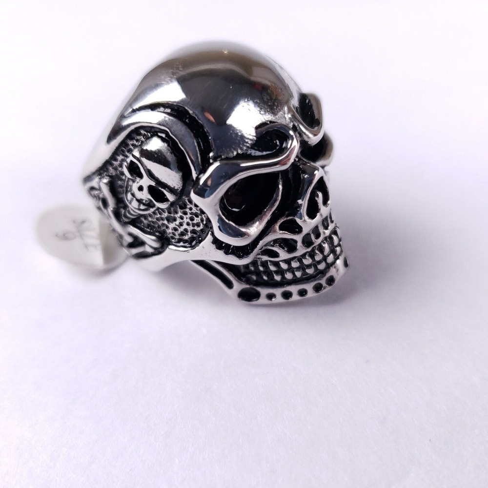 Mens‎ Skull Ring 316 Stainless Steel Heavy Biker Gothic Punk Reaper Jewelry Sz 9